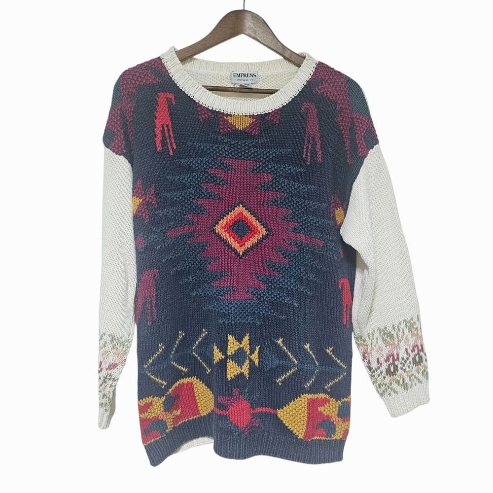 Empress Southwestern Sweater Women's Size M Chucky Casual Aztec Vintage Comfy - Picture 2 of 9